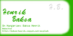 henrik baksa business card